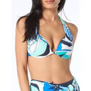 Coco Reef Contours Cameo Halter UW Push Up Bikini Top 14 38D Mosaic Garden NWT